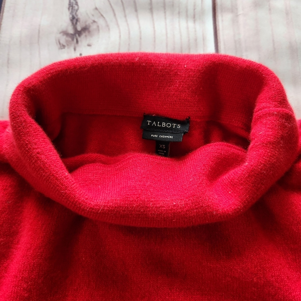 Talbots 100% Pure Cashmere Turtleneck Sweater Holiday Red | Women's Size XS - Picture 4 of 8
